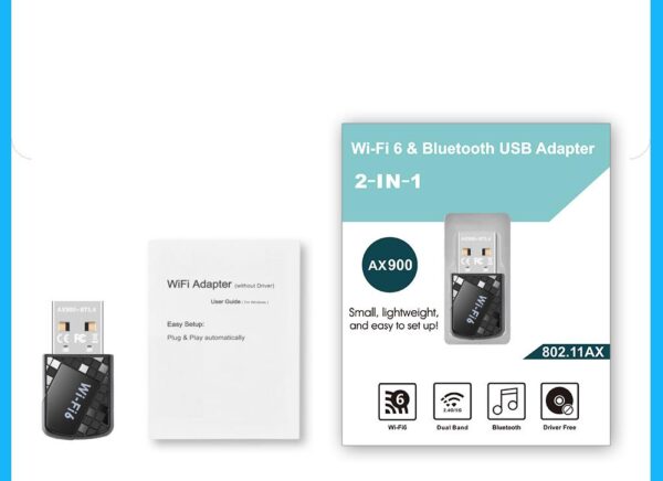 WiFi 6 AX900 USB Network Adapter 2.4G/5GHz 900Mbps Wifi Dongle - Image 2